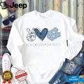 Peace Love Tar Heels North Carolina Blue Glitter Fan T Shirt