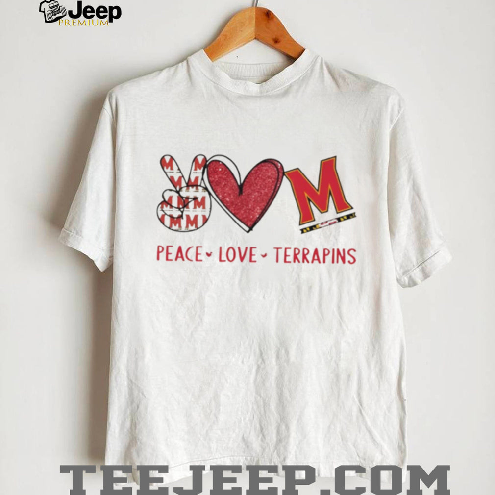 Peace Love Terrapins Maryland College Sports Fan T Shirt