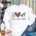 Peace Love Virginia Tech Hokies Maroon and Orange T Shirt