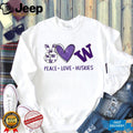 Peace Love Washington Huskies Purple Fan T Shirt