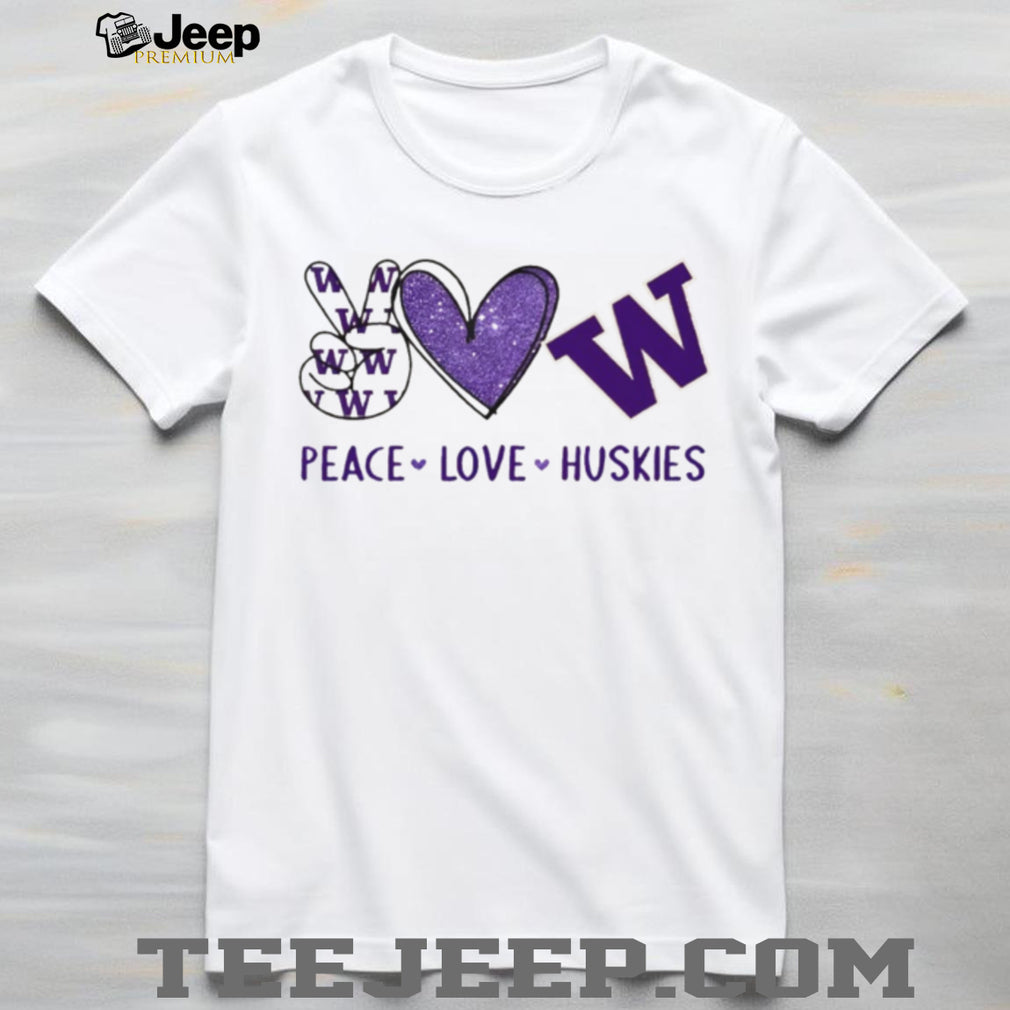 Peace Love Washington Huskies Purple Fan T Shirt