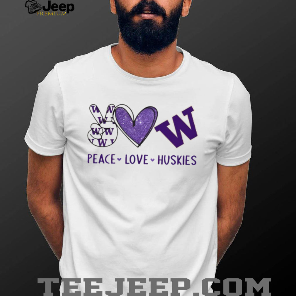 Peace Love Washington Huskies Purple Fan T Shirt