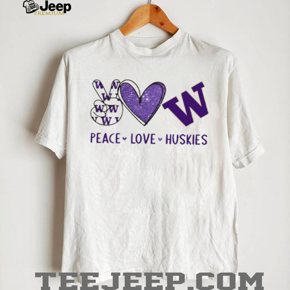 Peace Love Washington Huskies Purple Fan T Shirt