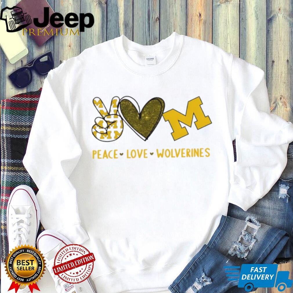 Peace Love Wolverines Michigan College Pride Graphic T Shirt