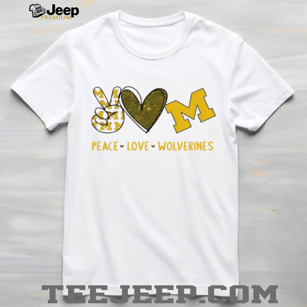 Peace Love Wolverines Michigan College Pride Graphic T Shirt