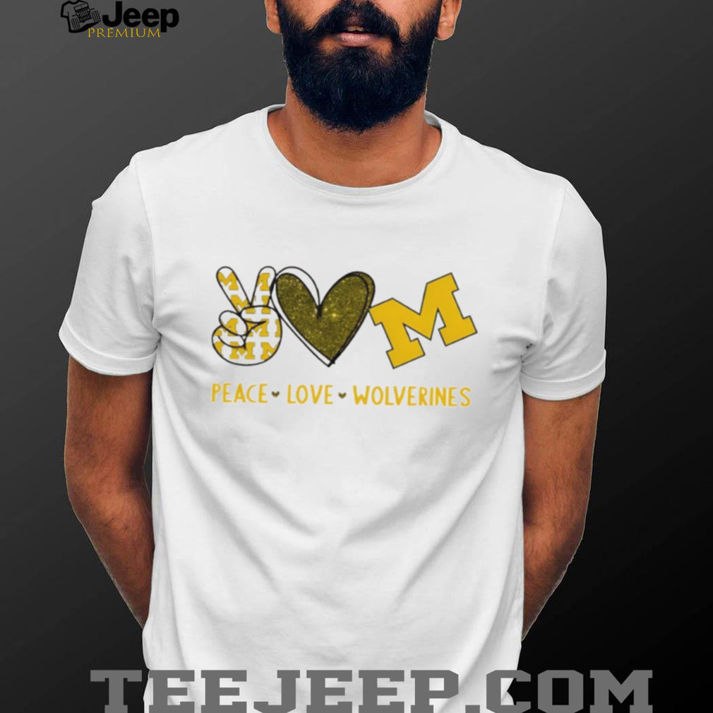 Peace Love Wolverines Michigan College Pride Graphic T Shirt