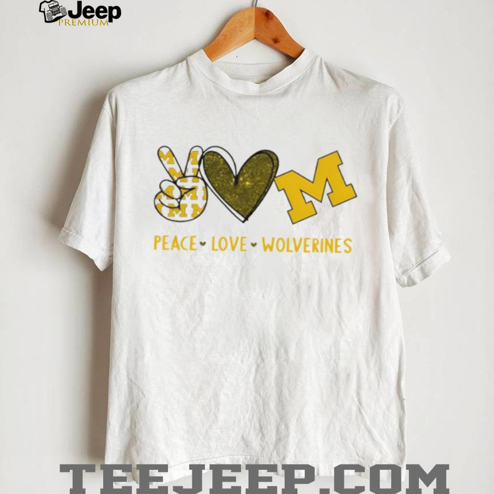 Peace Love Wolverines Michigan College Pride Graphic T Shirt