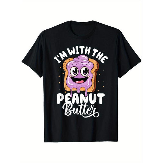 Peanut Butter & Jelly Foodie Friendship T-Shirt, 100% Cotton, Casual Crew Neck, Short Sleeve, Regular Fit, with Printed...
