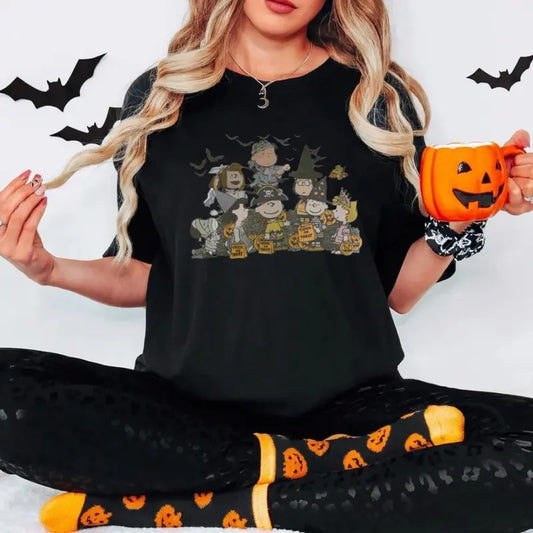 Peanuts Halloween Shirt, Spooky Halloween Movie Characters Shirt, Retro Halloween Shirts, Cartoon Lovers Gift, Cartoon Fall Shirt, Unisex Short Sleeve Tee Shirt, Casual Clothing