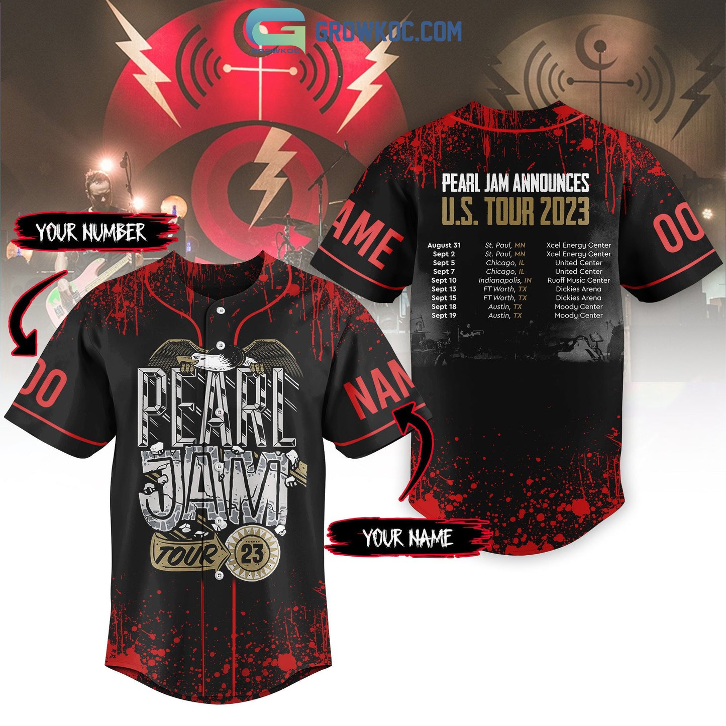 Pearl Jam Announces US Tour 2023 Personalized Baseball Jersey