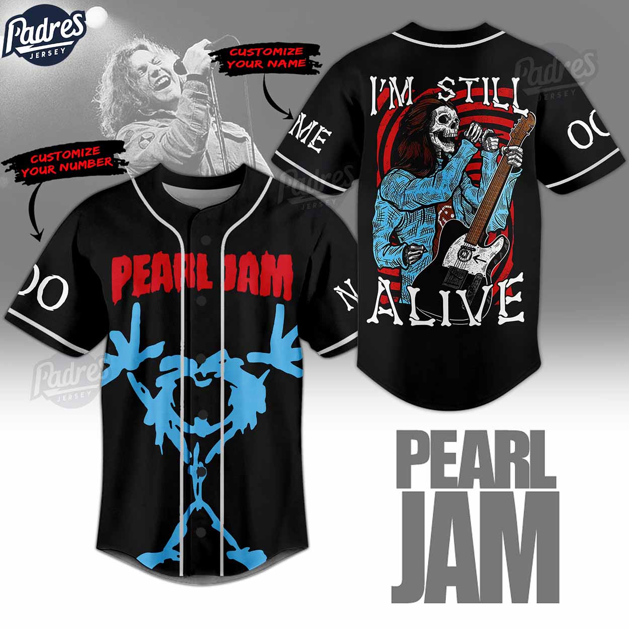 Pearl Jam I'm Still Alive Custom Baseball Jersey Style - Padres Jersey Oasis: Elevate Your Baseball Style Game... (Image 1)