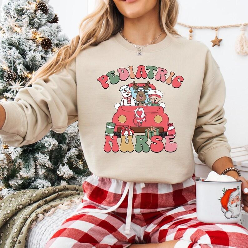 Pediatric Nurse Christmas Sweatshirt, Santa's Favorite Nurse T-shirt, ICU ER Rn Nurse Tee, Christmas Nurse Life Hoodie, Nurse Gifts
