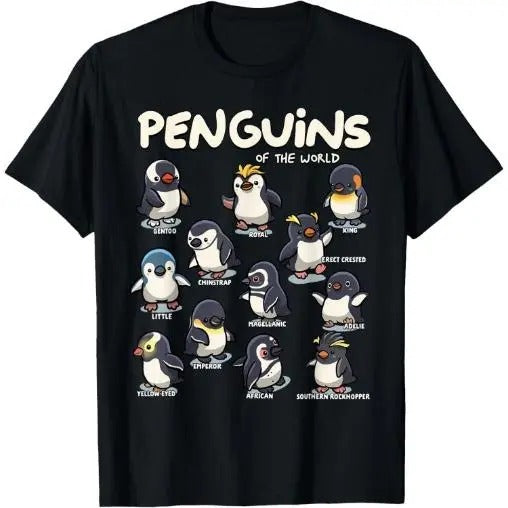 Penguin Penguins Animals of the World Penguin Lovers T-Shirt Made in USA