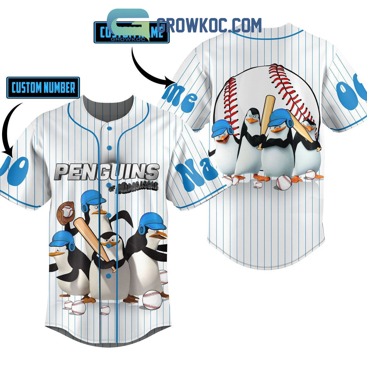 Penguins Of Madagascar Personalized Baseball Jersey