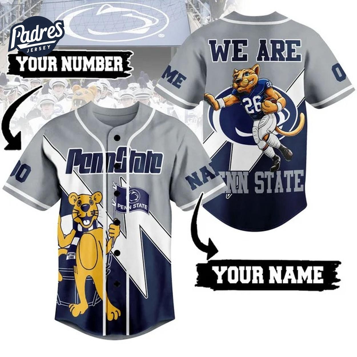 Penn State Nittany Lions Football Baseball Jersey Unique Custom - Padres Jersey Oasis: Elevate Your Baseball Style Game