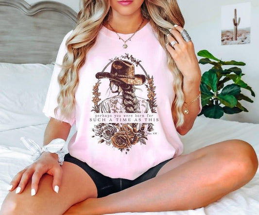 Perhaps You Were Born For Such a Time as This Christian Tshirt, Western Shirt, Esther 4:14 , Vintage Cowgirl Aesthetic T-Shirt, Boho Tee