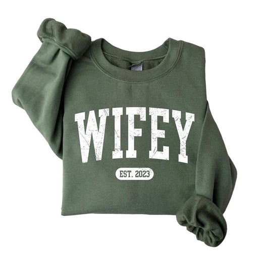 Personalize Wifey Sweatshirt, Engagement Sweatshirt, Bridal Shower Gift, Gift for Bride, Personalized Bridal Gift, New...