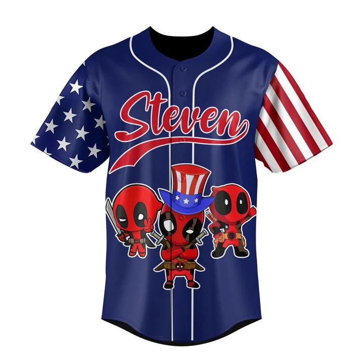 Personalized Don't Mess With America Deadpool Baseball Jersey - Padres Jersey Oasis: Elevate Your Baseball... (Image 2)