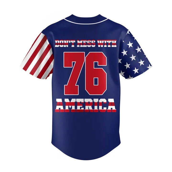 Personalized Don't Mess With America Deadpool Baseball Jersey - Padres Jersey Oasis: Elevate Your Baseball... (Image 3)