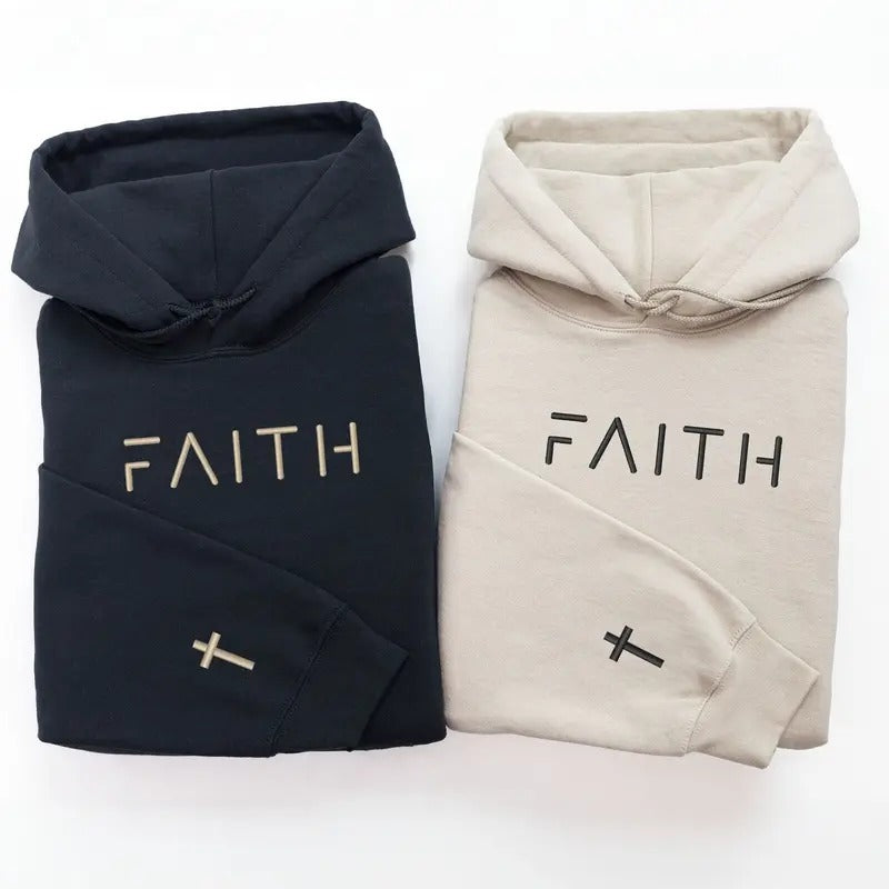 Personalized Faith Embroidered Hoodie - Unisex Crewneck Sweatshirt & Hoodie - Fit, Fabric T-Shirts | WearSparks.com