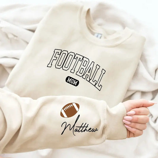 Personalized Football Mom Sweatshirt with Player's Custom Name, Football Mama Hoodie, Football Mom Hoodie with Son's Name...
