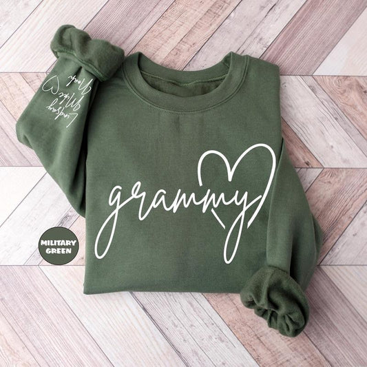 Personalized Grammy Sweatshirt, Custom Grandma Hoodie, Cute Granny Outfit With Grandkids Names On Sleeve, Grandma Clothing, Birthday Gifts