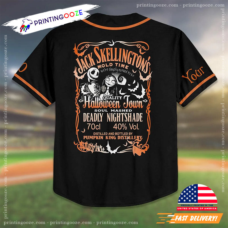 Personalized Jack Skellington Halloween Cartoon Baseball Jersey
