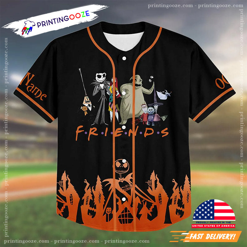 Personalized Jack Skellington Halloween Cartoon Baseball Jersey