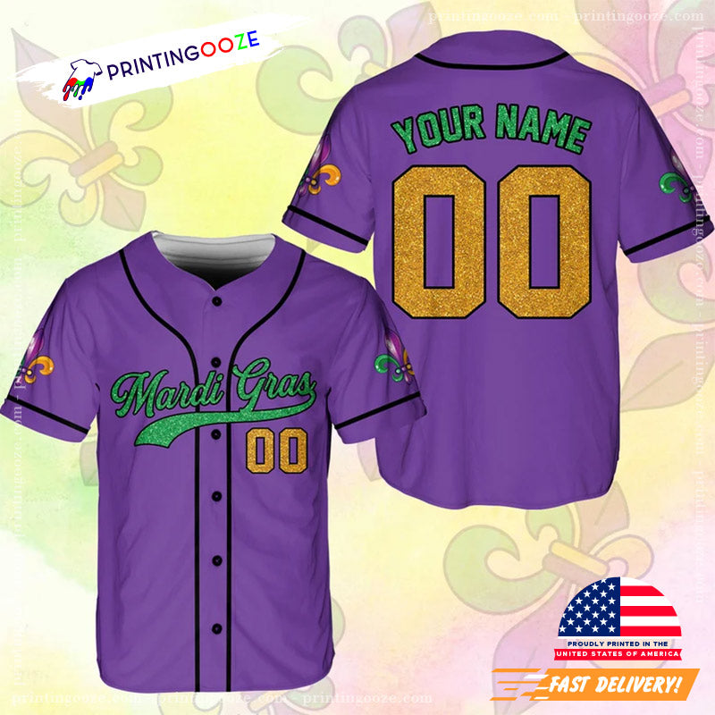 Personalized Carnival Mardi Gras Baseball Jersey No.3