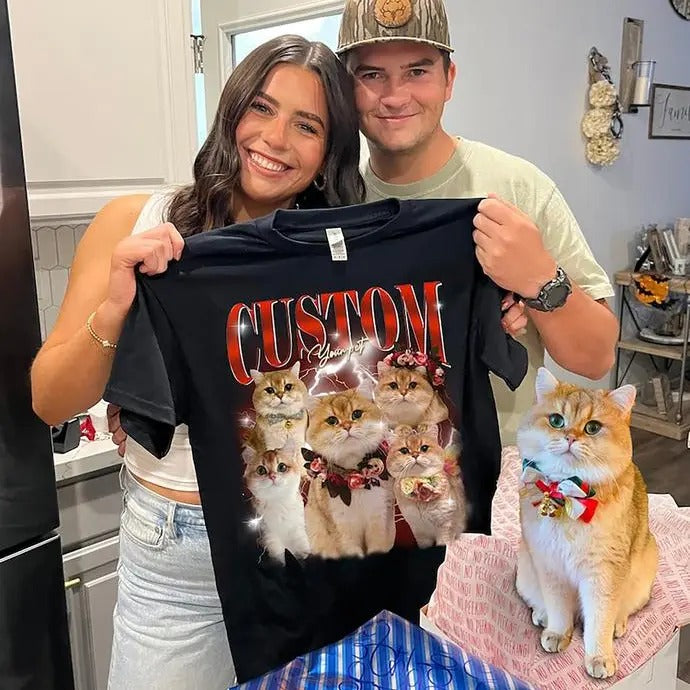 Pet Custom Vintage Shirt, Custom Cat Graphic Unisex T-Shirt, Dog Bootleg Retro 90's Tee Gift For Her, Vintage Graphic 90s Tshirt, HL301