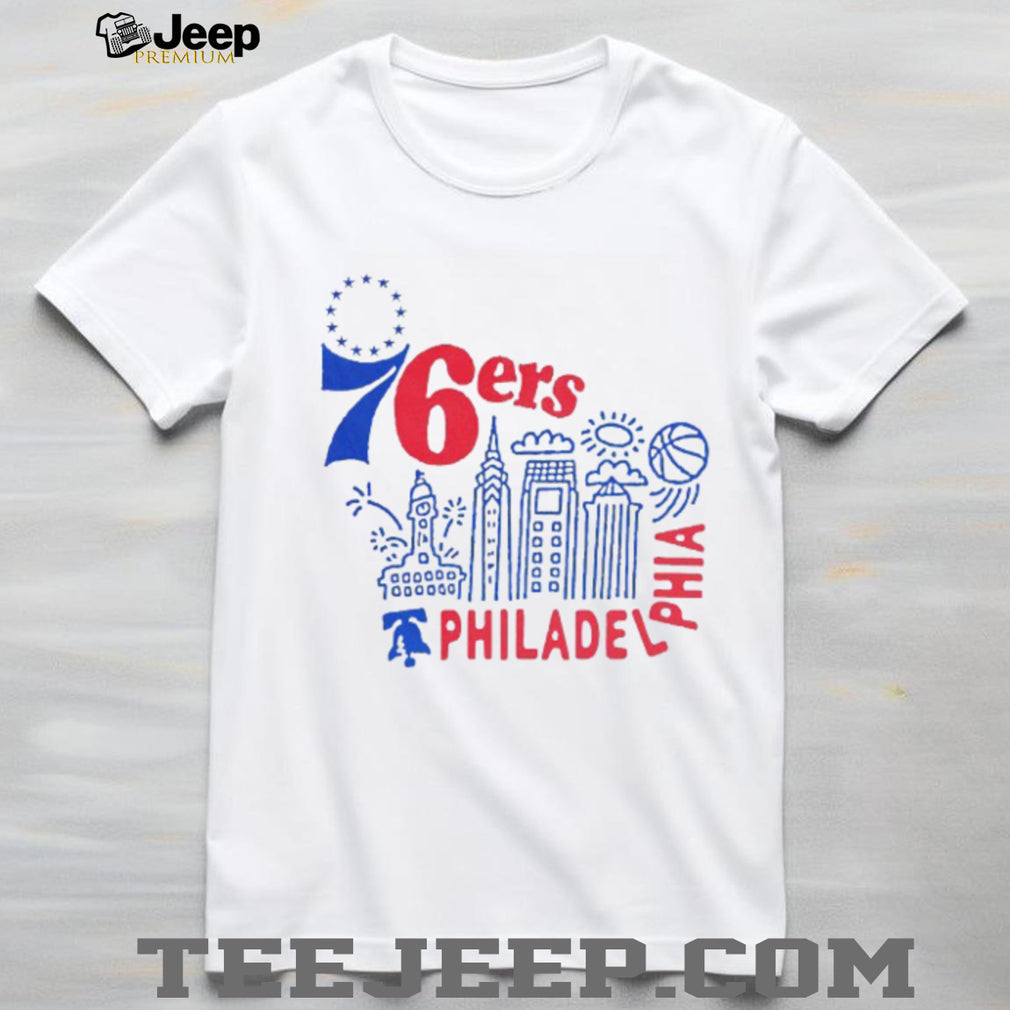 Philadelphia 76ers City Skyline Doodles Typography T Shirt Philly Basketball Fan T shirt