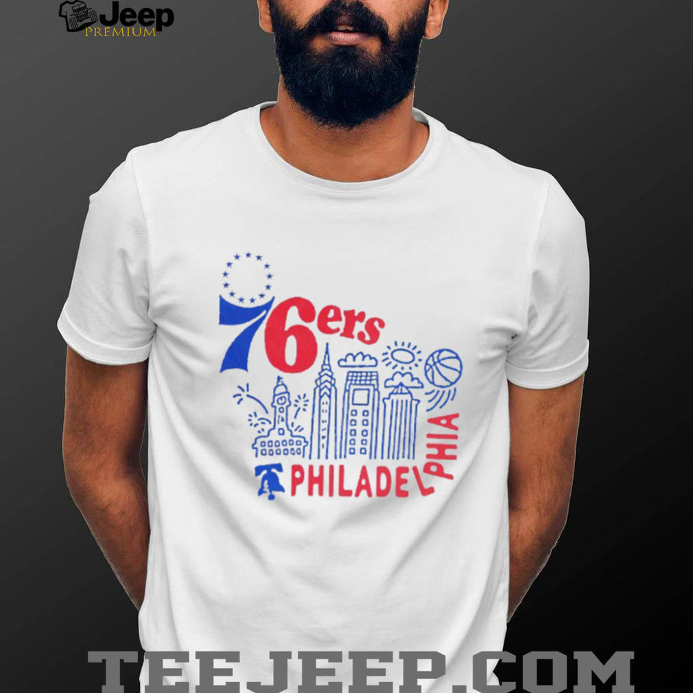 Philadelphia 76ers City Skyline Doodles Typography T Shirt Philly Basketball Fan T shirt