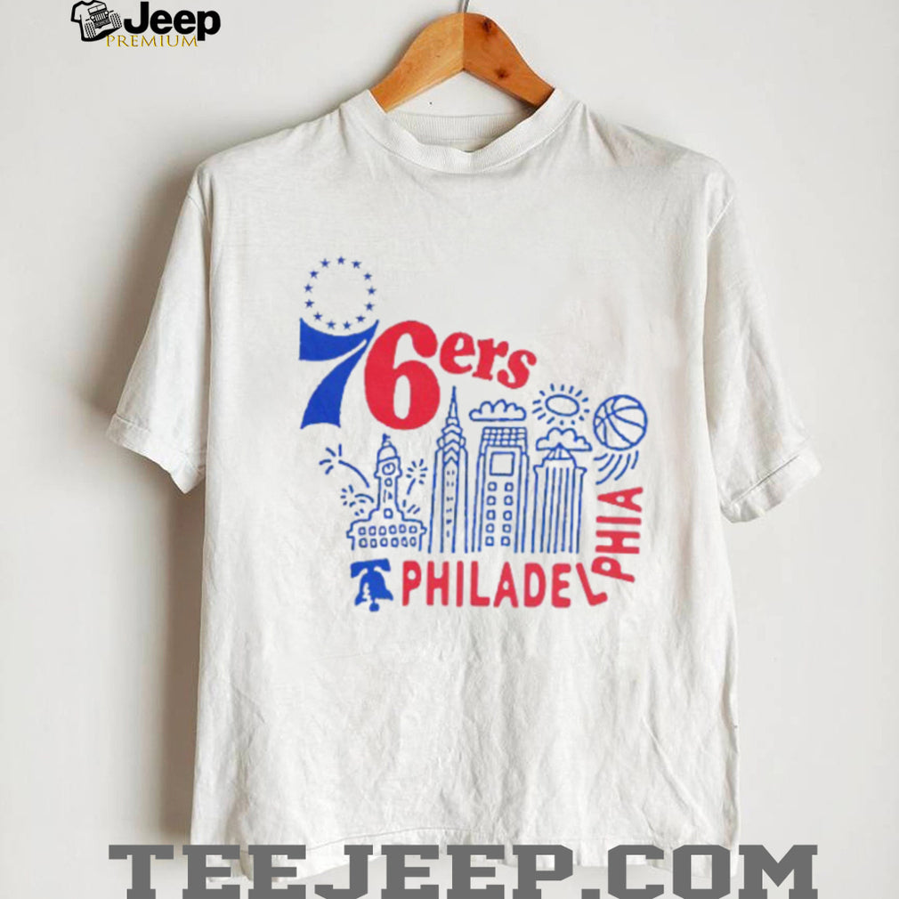 Philadelphia 76ers City Skyline Doodles Typography T Shirt Philly Basketball Fan T shirt