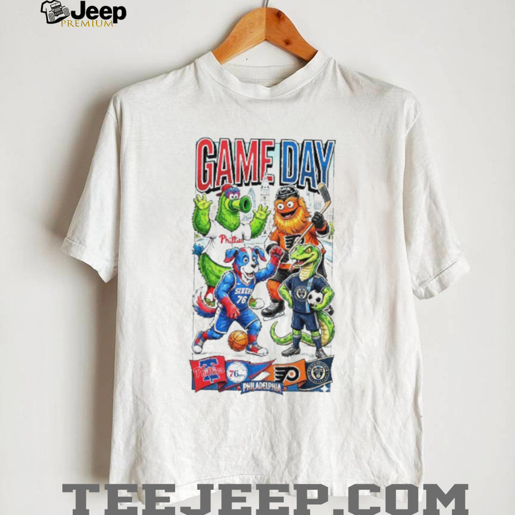 Philadelphia City of Champions Gameday Mascots T Shirt All Philly Teams Graphic T shirt