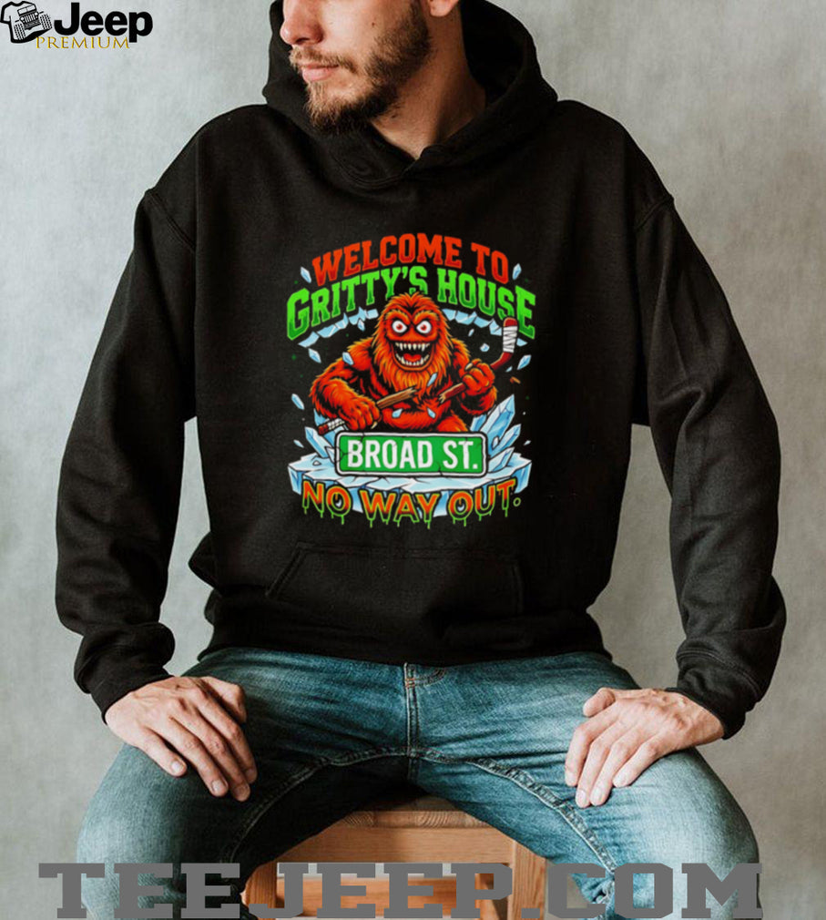 Philadelphia Flyers Gritty Mascot Welcome To Grittys House Broad St Hockey Fans Men T Shirt