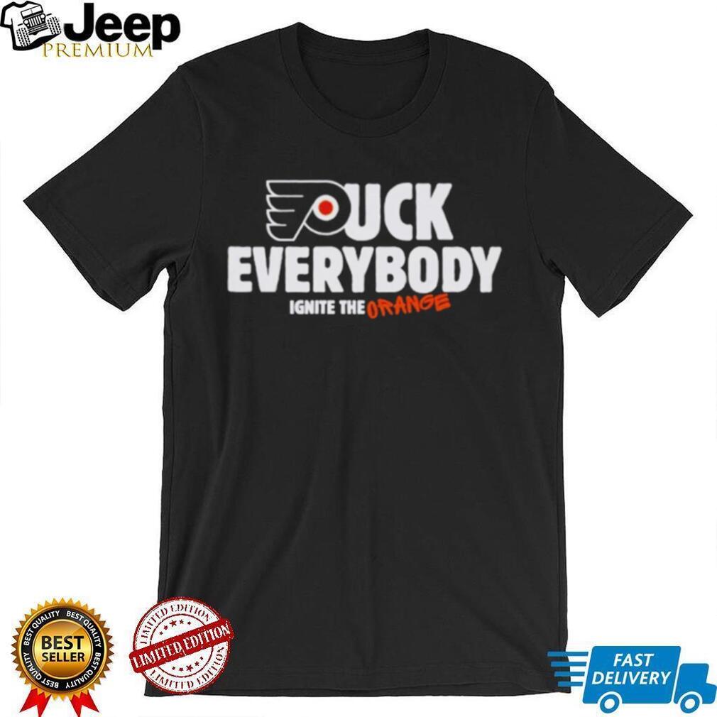 Philadelphia Flyers Puck Everybody Ignite The Orange Hockey Fan Retro Slogan T Shirt