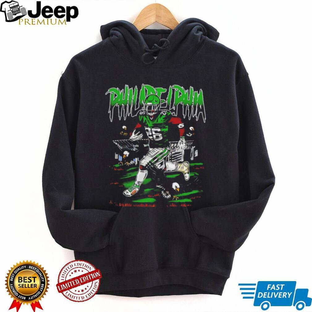Philadelphia Football Player Neon Green Grunge Sports T Shirt