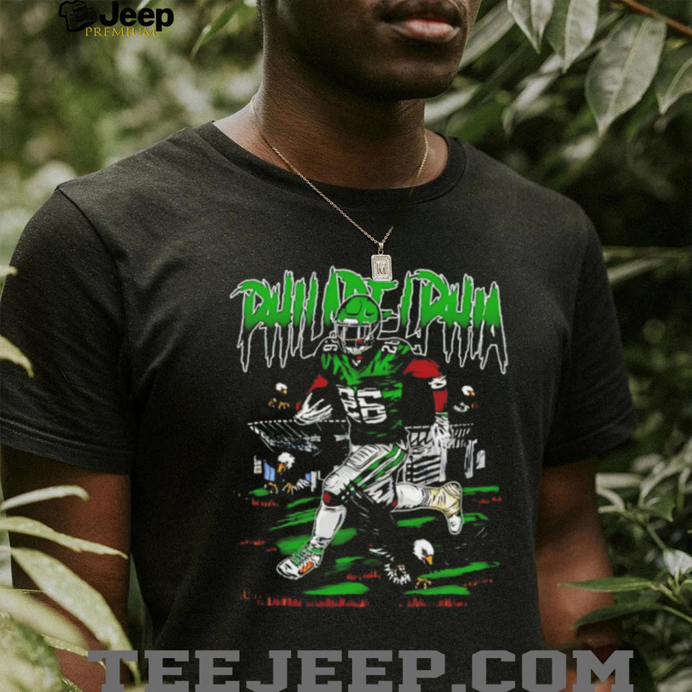 Philadelphia Football Player Neon Green Grunge Sports T Shirt