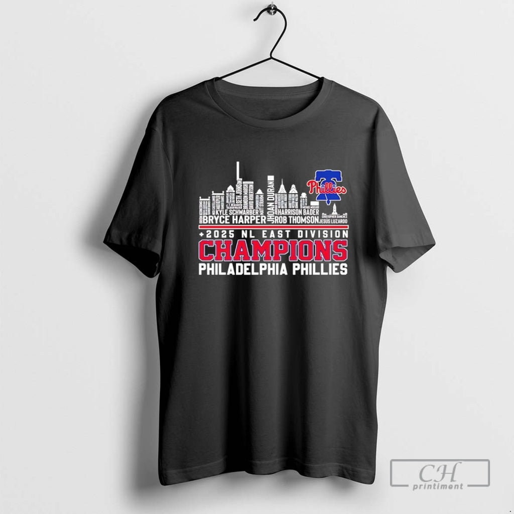 Philadelphia Phillies 2025 Nl East Division Champions Player Names City Skyline