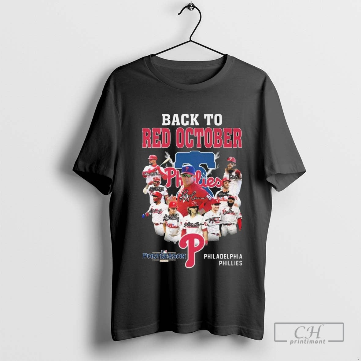 Philadelphia Phillies Back To Back Red October Postseason 2025 Signatures T Shirt Sweater