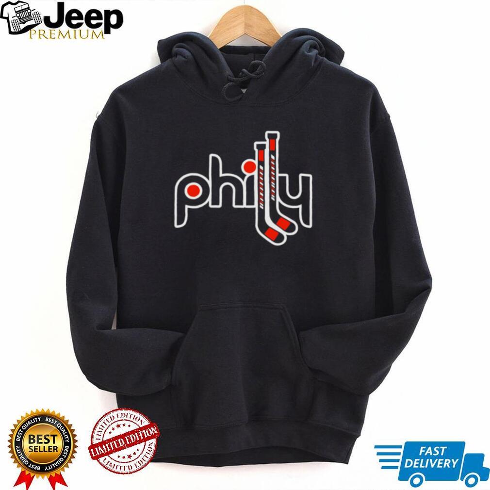 Philadelphia Philly Retro Stick Logo Ice Hockey Sports Fan Casual Black Vintage Men T Shirt