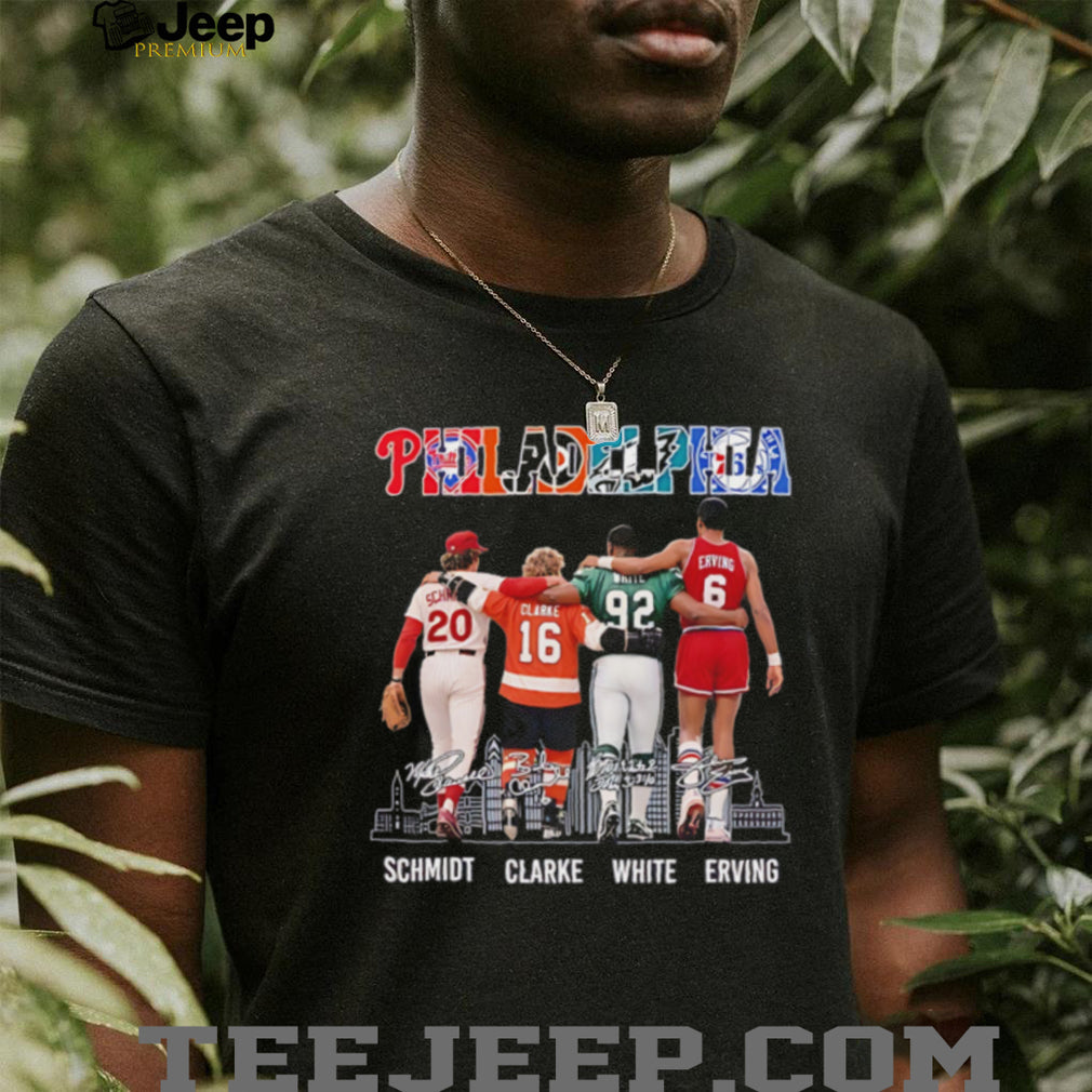 Philadelphia Schmidt Clarke White Erving skyline signature shirt