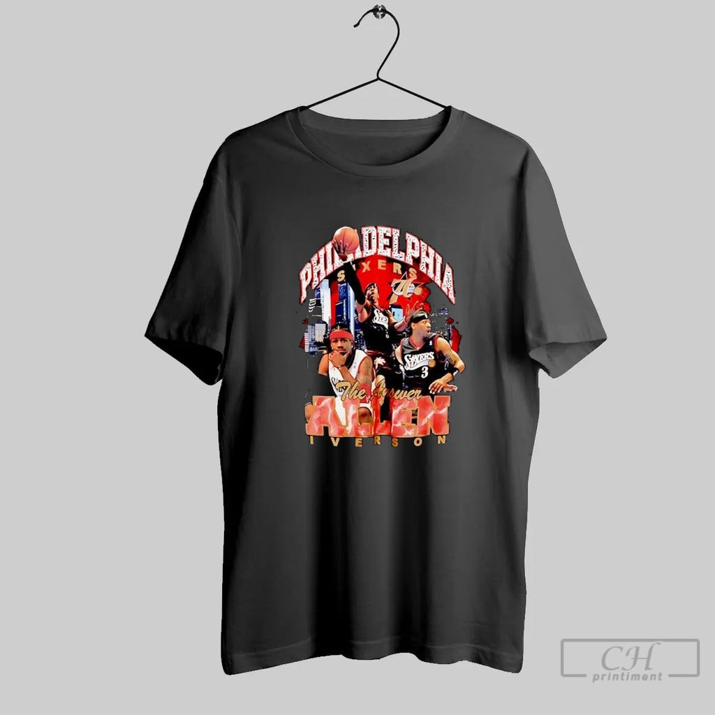Philadelphia Sixers The Answer Allen Iverson Basketball Graphic T Shirt