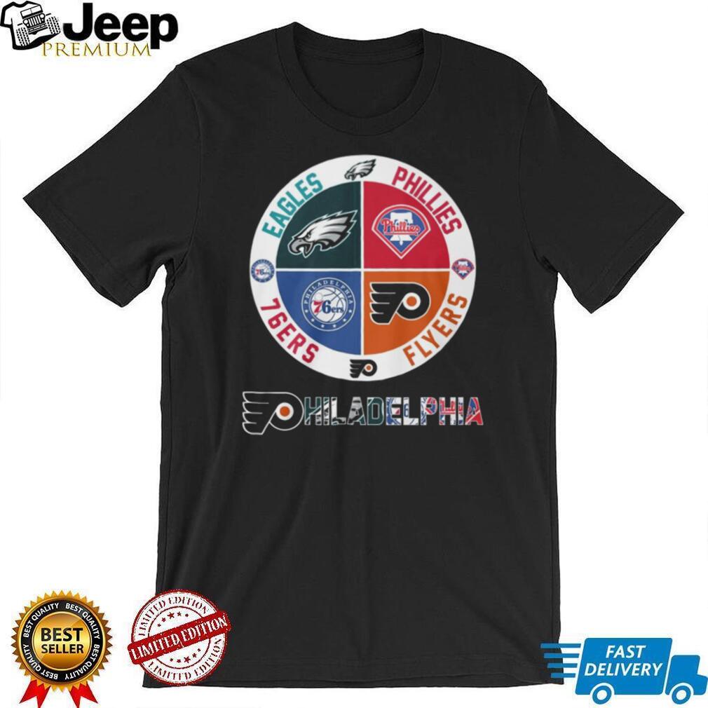 Philadelphia Sports City of Brotherly Love 4 Team Logo Circle T Shirt