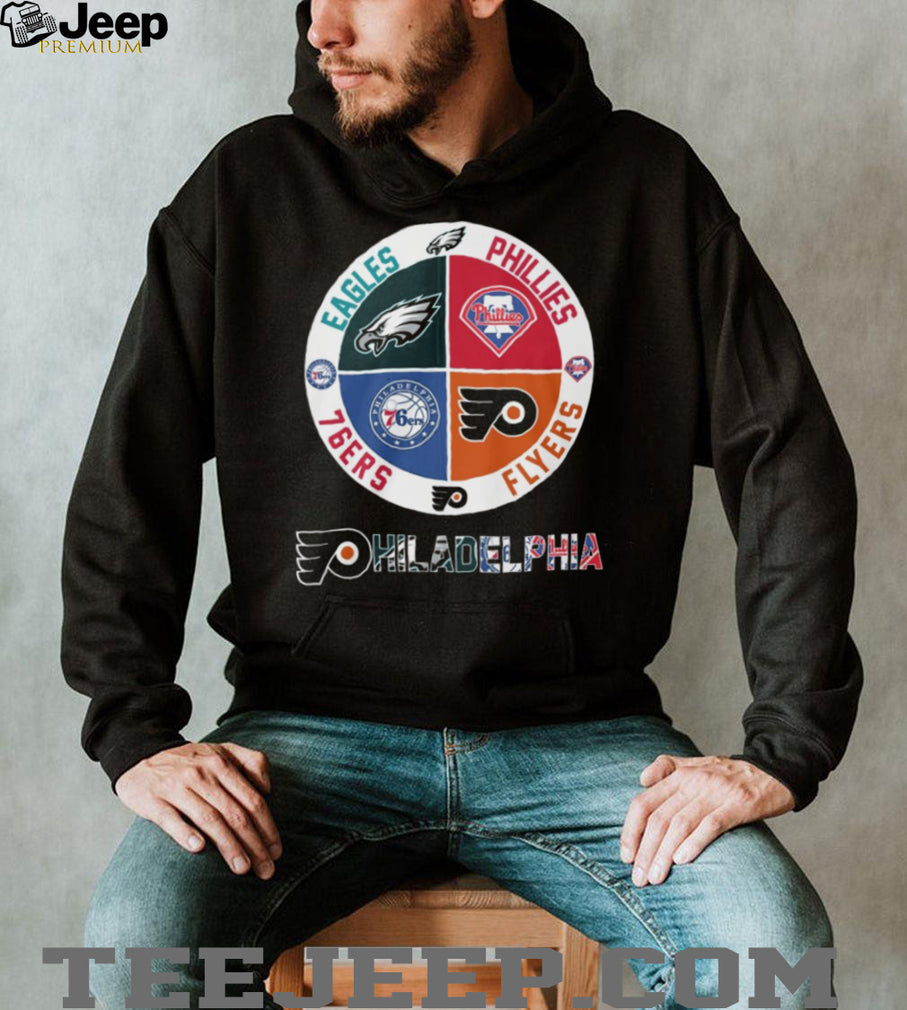 Philadelphia Sports City of Brotherly Love 4 Team Logo Circle T Shirt