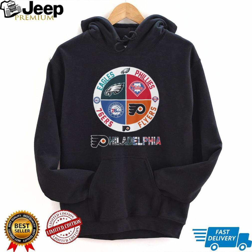 Philadelphia Sports City of Brotherly Love 4 Team Logo Circle T Shirt