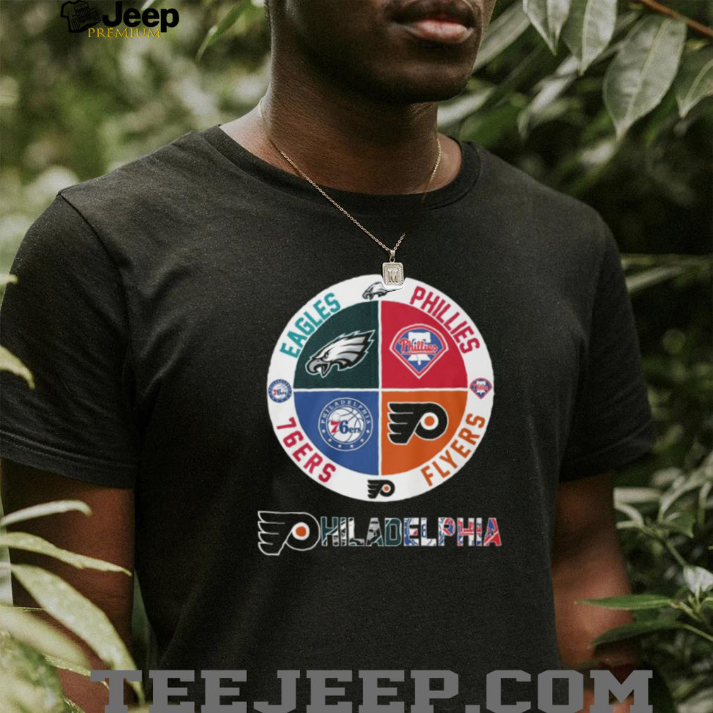 Philadelphia Sports City of Brotherly Love 4 Team Logo Circle T Shirt
