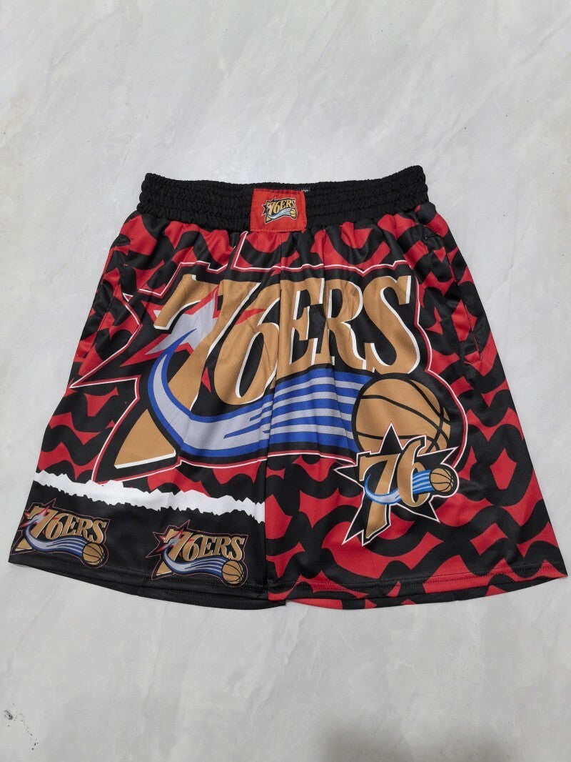 Philadelphia 76ers 76 Black Red Shorts Style 2