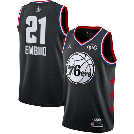Philadelphia 76ers #21 Joel Embiid 19 All-Star 76 21 Black