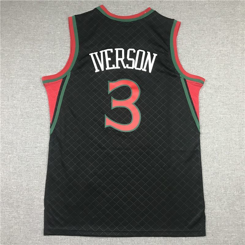 Philadelphia 76ers #3 Allen Iverson 76 3 Plaid Retro Black Style 3